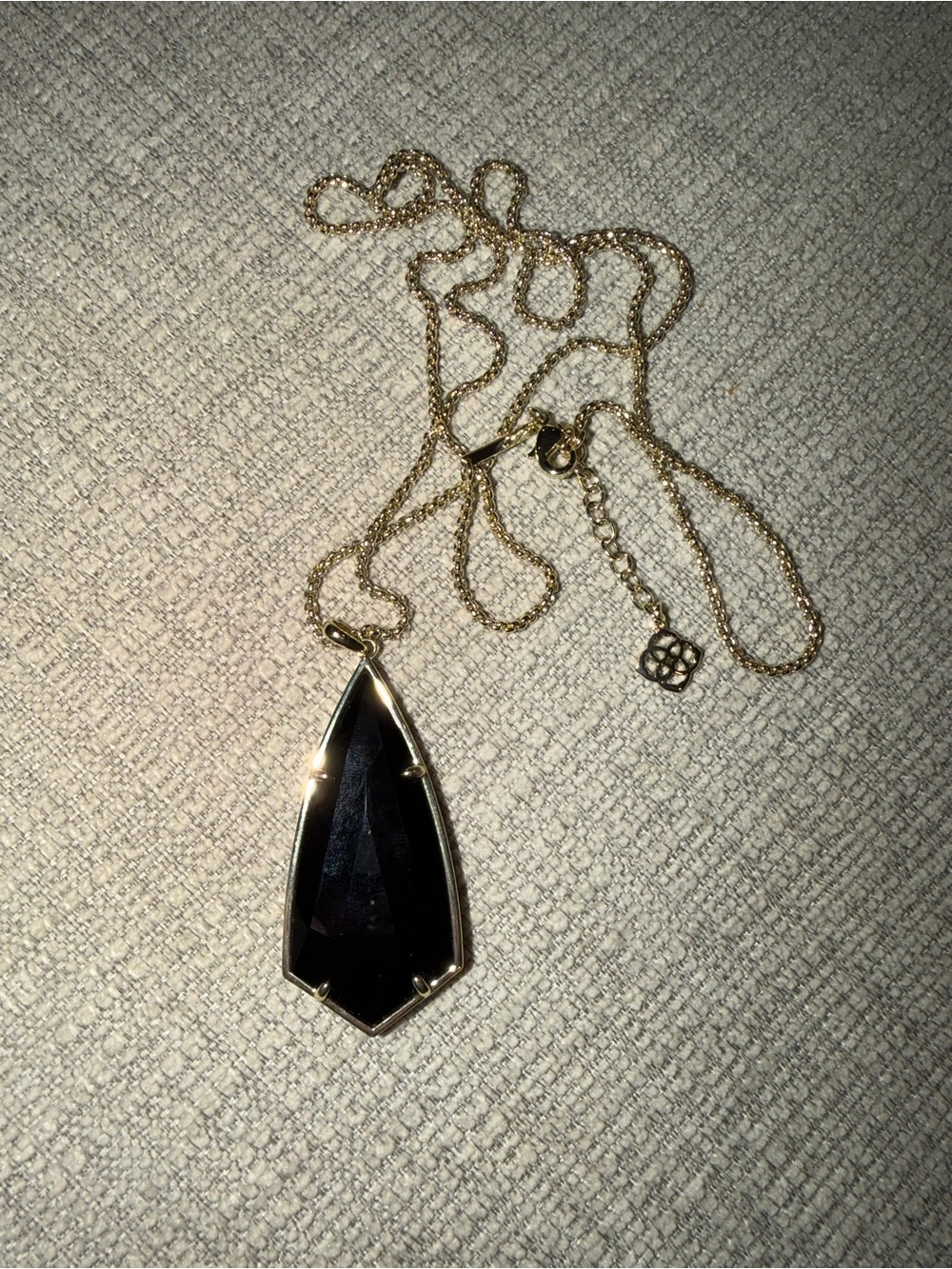 Kendra Scott Black Stone Gold Long Pendant Necklace